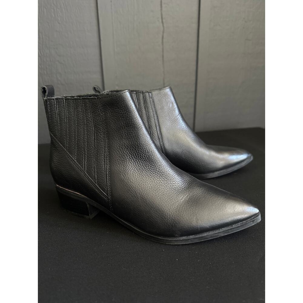 MARC FISHER Missir Black Leather Chelsea Boots Block Heel Pointed Toe Size 6 - Picture 4 of 13